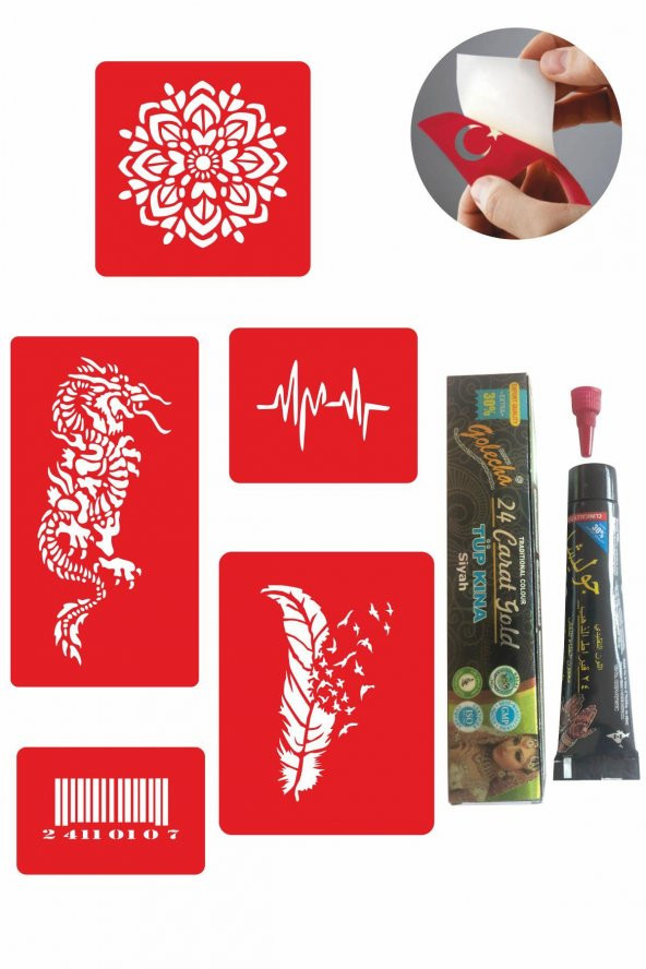 Örtücü Kapatma Desenleri Hint Kınası ile Geçici Dövme Yapma Seti - Resim 2