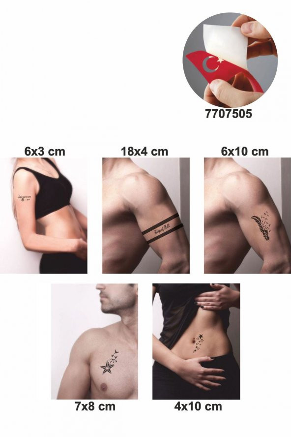 Yıldız Şerit Desenleri Hint Kınası ile Geçici Dövme Yapma Seti - Resim 2