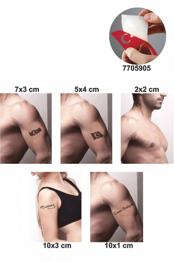 Canım Türkiyem 5 Adet  Geçici Dövme Kına Şablonu - Resim 2