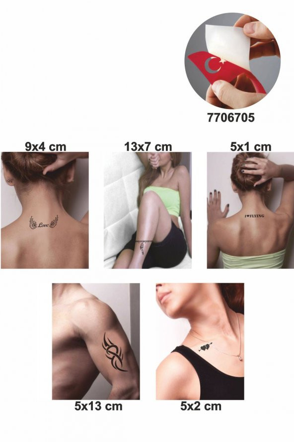 Aşk Kanatlandırır 5 Adet  Geçici Dövme Kına Şablonu - 2