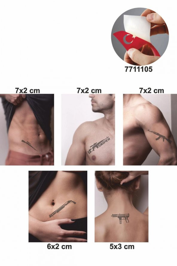 Silah Modelleri Dövme Şablonu Kına Deseni - 2