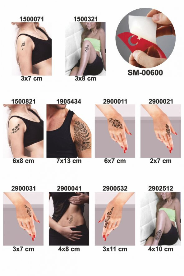 Çiçekli Geçici Dövme şablonları 10 Adet Kampanya Ürünü - Resim 2