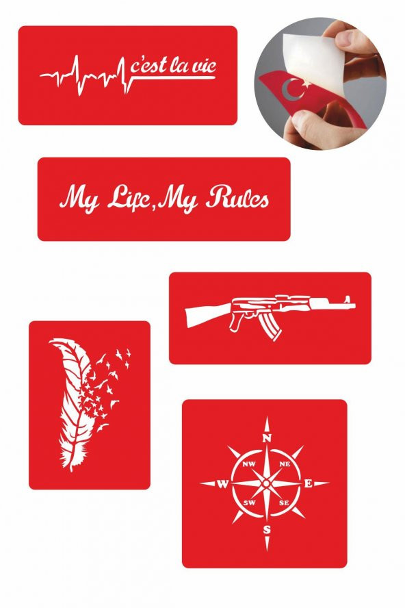 Şanslı Dövmeler 5 Adet  Geçici Dövme Kına Şablonu ürün görseli 1