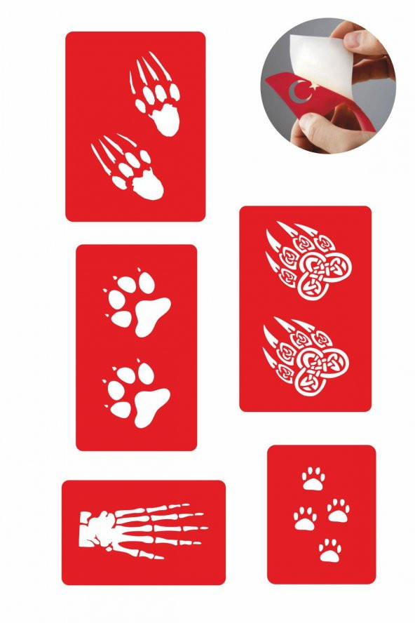 Pençeler 5 Adet  Geçici Dövme Kına Şablonu ürün görseli 1