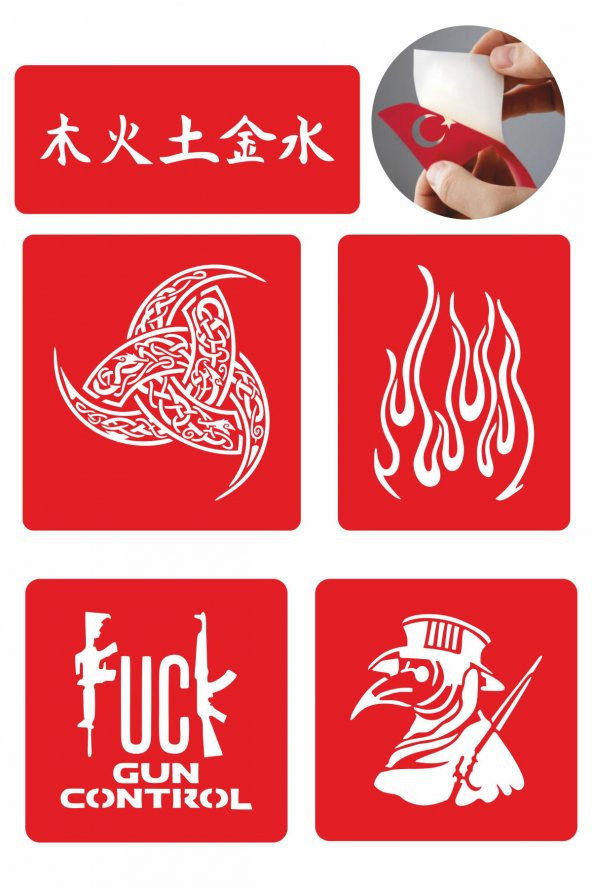 Herşey Konrol Altında 5 Adet Geçici Dövme Kına Şablonu ürün görseli 1