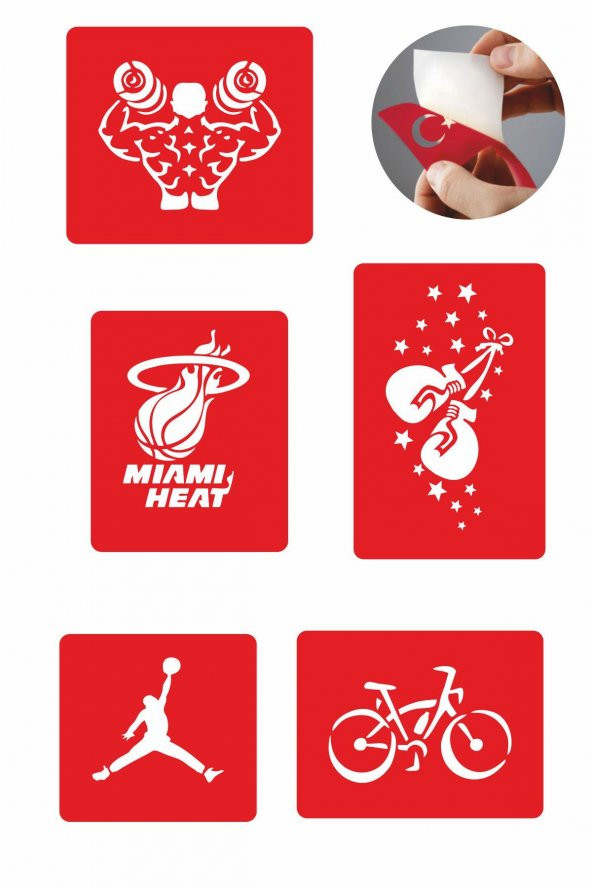 Dünya Sporları 5 Adet  Geçici Dövme Kına Şablonu ürün görseli 1