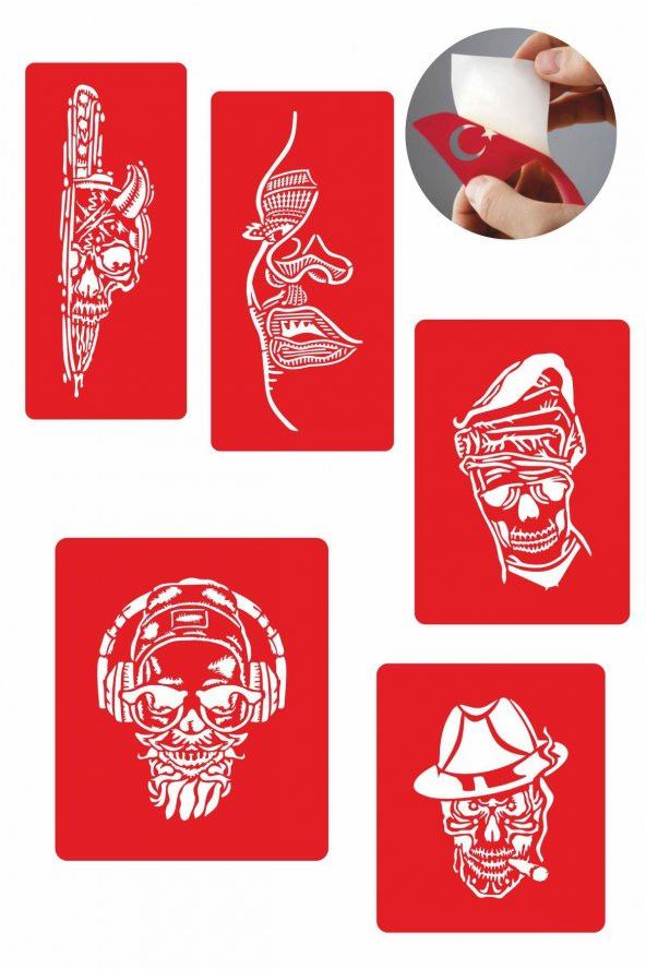 Korkusuz kuru kafa Modeller Dövme Şablonu Kına Deseni ürün görseli 1