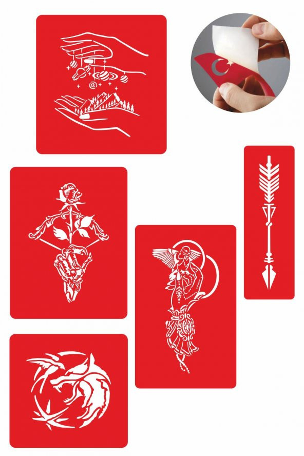 Doğruluk Sembolleri 5 Adet Geçici Dövme Kına Şablonu ürün görseli 1