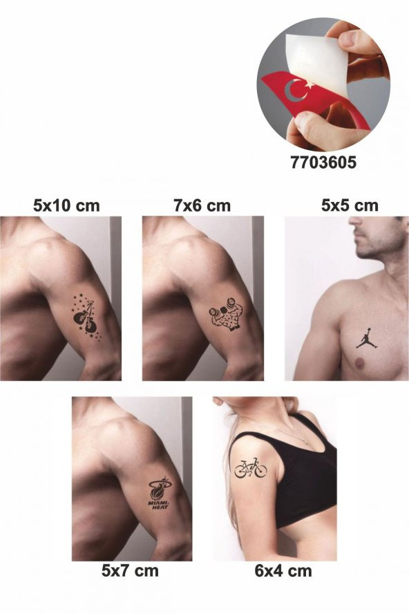 Dünya Sporları 5 Adet  Geçici Dövme Kına Şablonu - Resim 2
