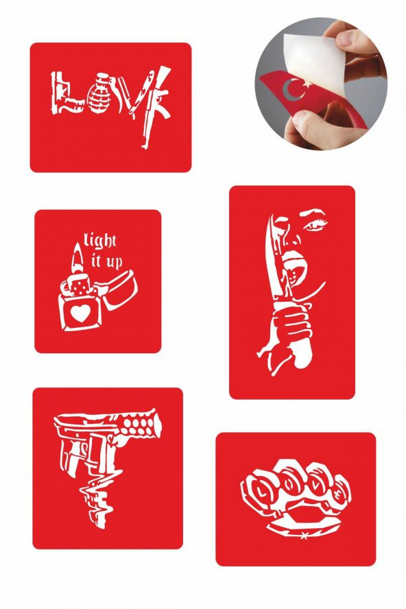 Barış Mutluluktur Dövme Şablonu Kına Deseni ürün görseli 1