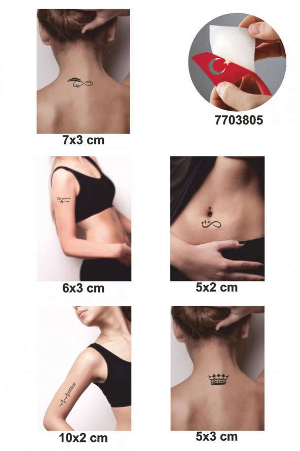 Hayatınızı Taçlandırın 5 Adet Geçici Dövme Kına Şablonu - Resim 2