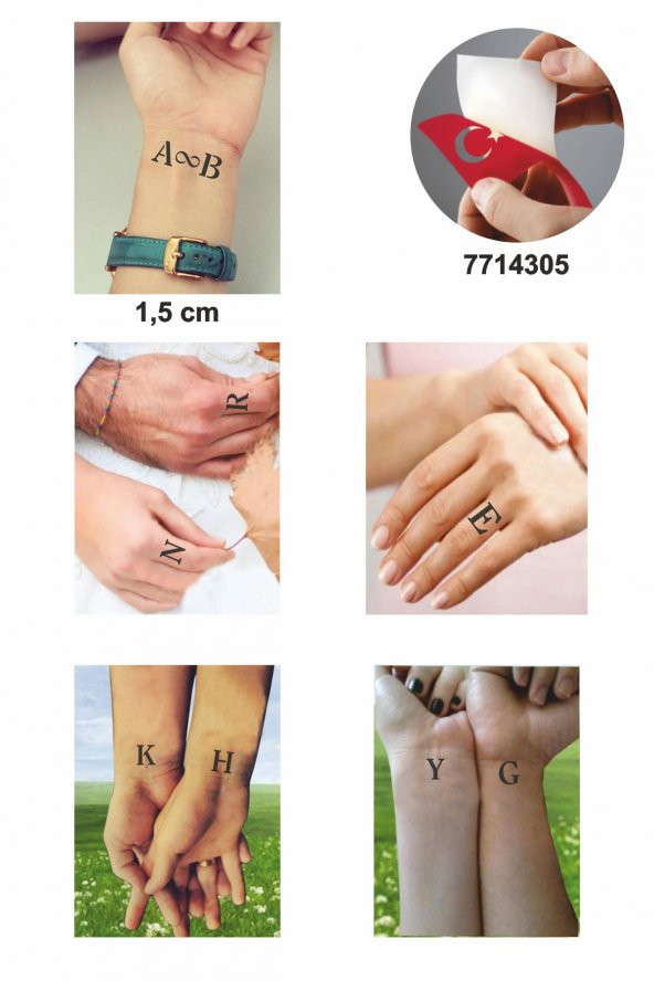 Düz Font Şerit Harf Geçici Dövme Şablonu - 2