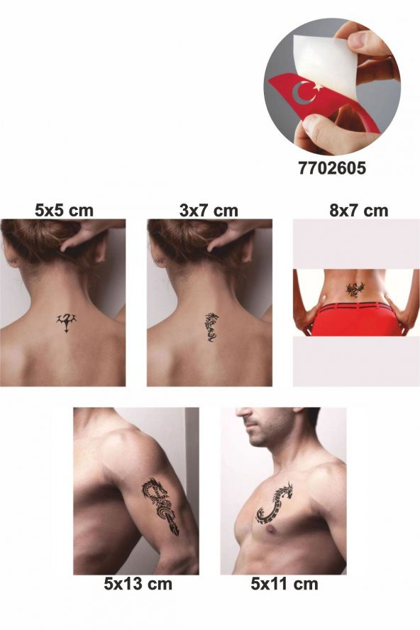 Dragonlar 5 Adet  Geçici Dövme Kına Şablonu - 2
