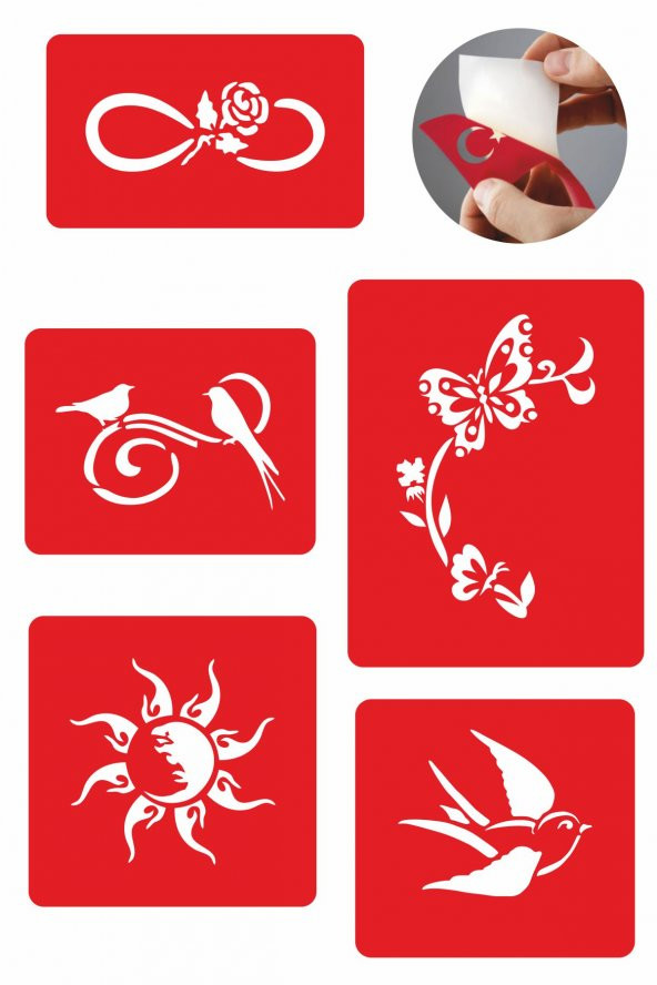 Bahar Sarhoşluğu 5 Adet Geçici Dövme Kına Şablonu ürün görseli 1