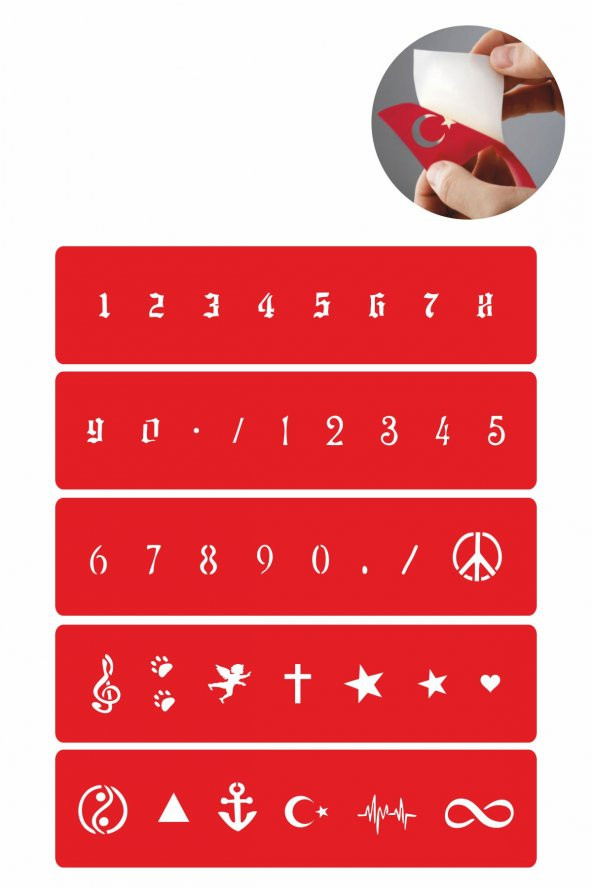 Mini Rakam Ve Desen  Geçici Dövme Kına Şablonu ürün görseli 1