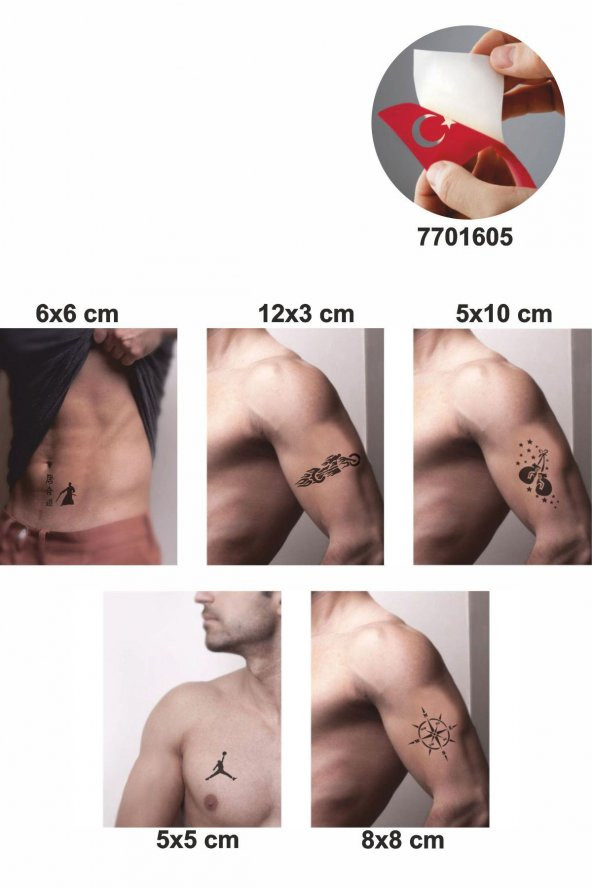 İddalı Sporlar 5 Adet  Geçici Dövme Kına Şablonu - Resim 2