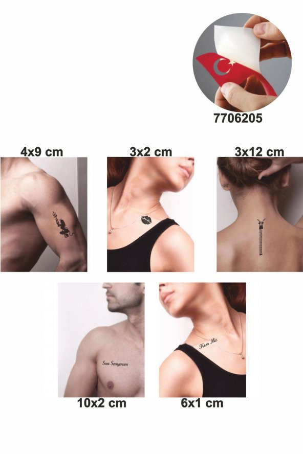 Seni Seviyorum 5 Adet  Geçici Dövme Kına Şablonu - 2