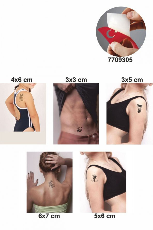 Melek Ve Hayvan Modelleri 5 Adet  Geçici Dövme Kına Şablonu - 2