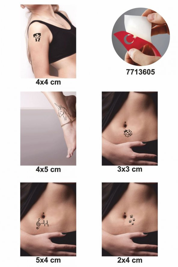 Müzikseverler 5 Adet Geçici Dövme Kına Şablonu - Resim 2