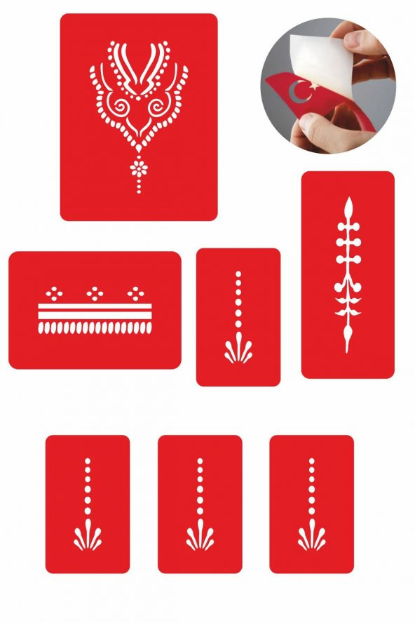 Çiçekli Kubbe 5 Adet  Geçici Dövme Kına Şablonu ürün görseli 1