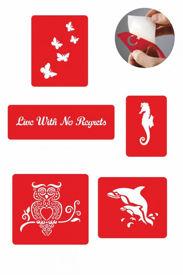 Dalda Baykuş 5 Adet  Geçici Dövme Kına Şablonu ürün görseli 1