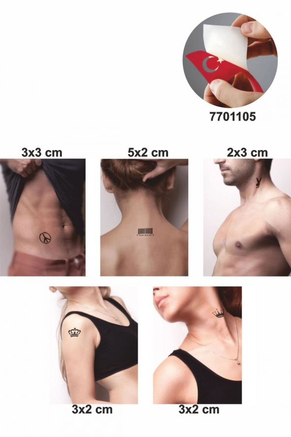 Semboller 5 Adet  Geçici Dövme Kına Şablonu - 2