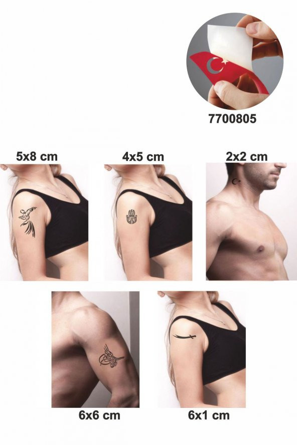 Osmanlı Evrensel Motifler 5 Adet  Geçici Dövme Kına Şablonu - Resim 2