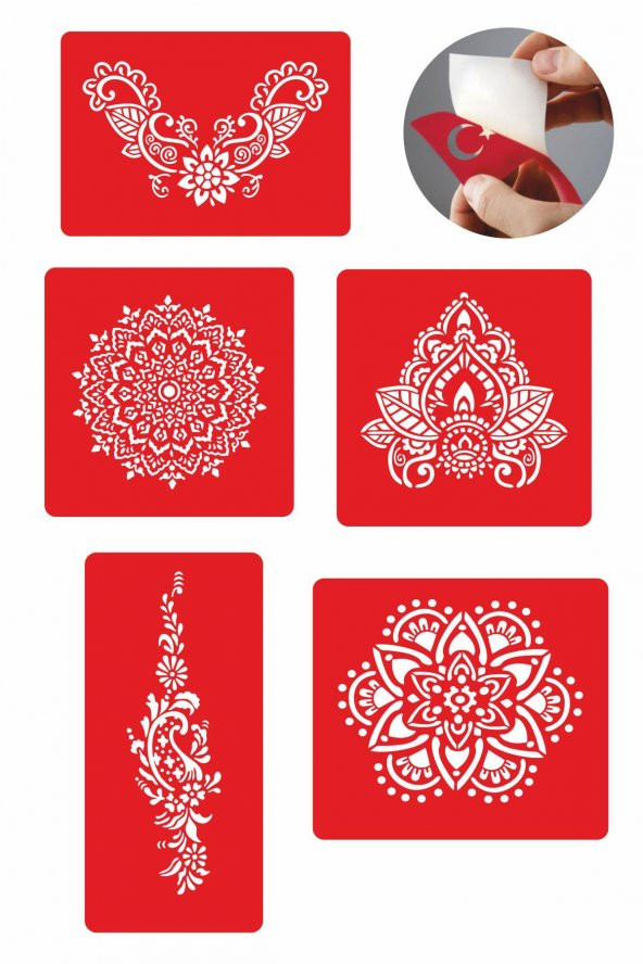 Dantel Modelleri 5 Adet  Geçici Dövme Kına Şablonu ürün görseli 1