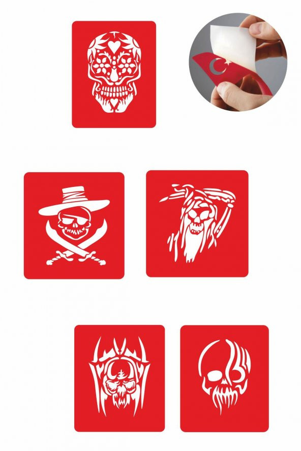 İskeletler 5 Adet  Geçici Dövme Kına Şablonu