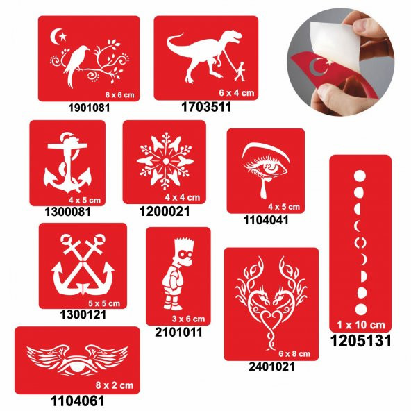 Hayatın İçinden 10 Adet Geçici Dövme Kına Şablonu ürün görseli 1