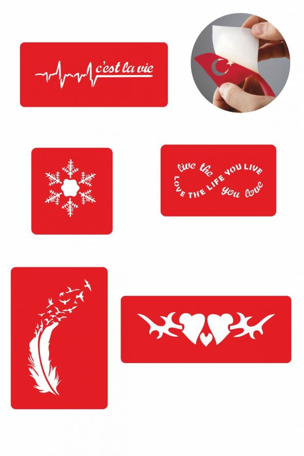 Hayat Yaşamaktır 5 Adet  Geçici Dövme Kına Şablonu ürün görseli 1