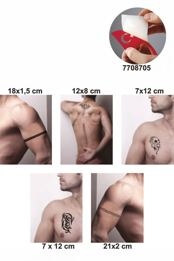 Güçlü Erkek Modelleri 5 Adet  Geçici Dövme Kına Şablonu - 2