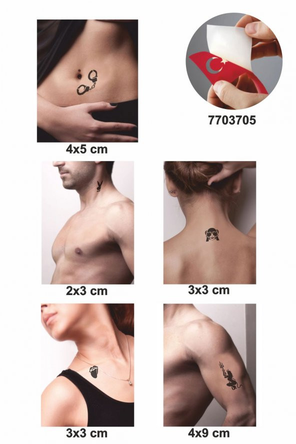 Şeytan Azapta 5 Adet Geçici Dövme Kına Şablonu - 2