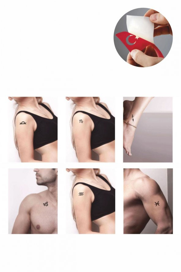 Burç Sembolleri Hint Kınası ile Geçici Dövme Yapma Seti - Resim 2