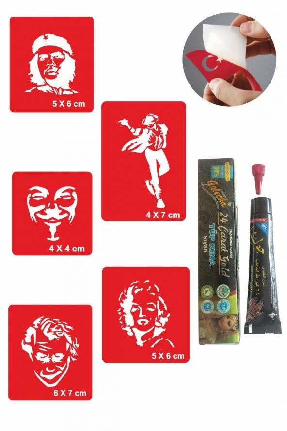 Müzik ve Dans Desenleri Hint Kınası ile Geçici Dövme Yapma Seti ürün görseli 1