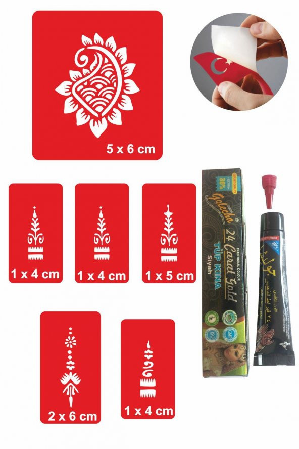 El Parmak Çiçek Hint Kınası ile Geçici Dövme Yapma Seti ürün görseli 1