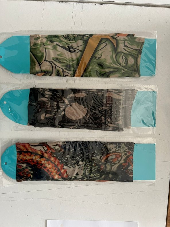 3 Çift 6 Adet Giyilebilir Dövme SLEEVES Tattoo Çorabı ürün görseli 1