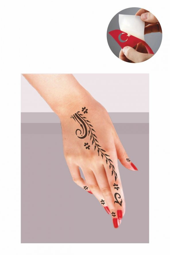 El Süsleme Fidan Hint Kınası ile Geçici Dövme Yapma Seti - Resim 2