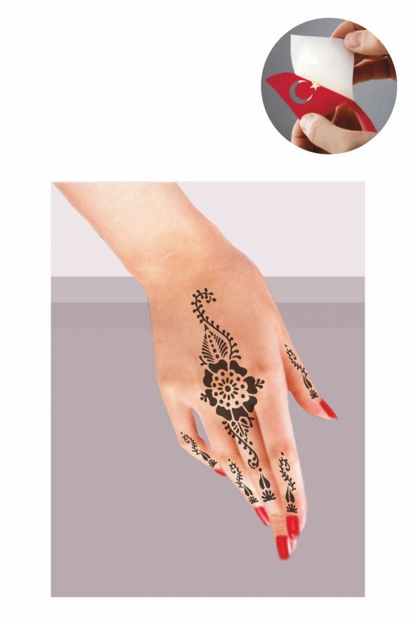 Zarif El Hint Kınası ile Geçici Dövme Yapma Seti