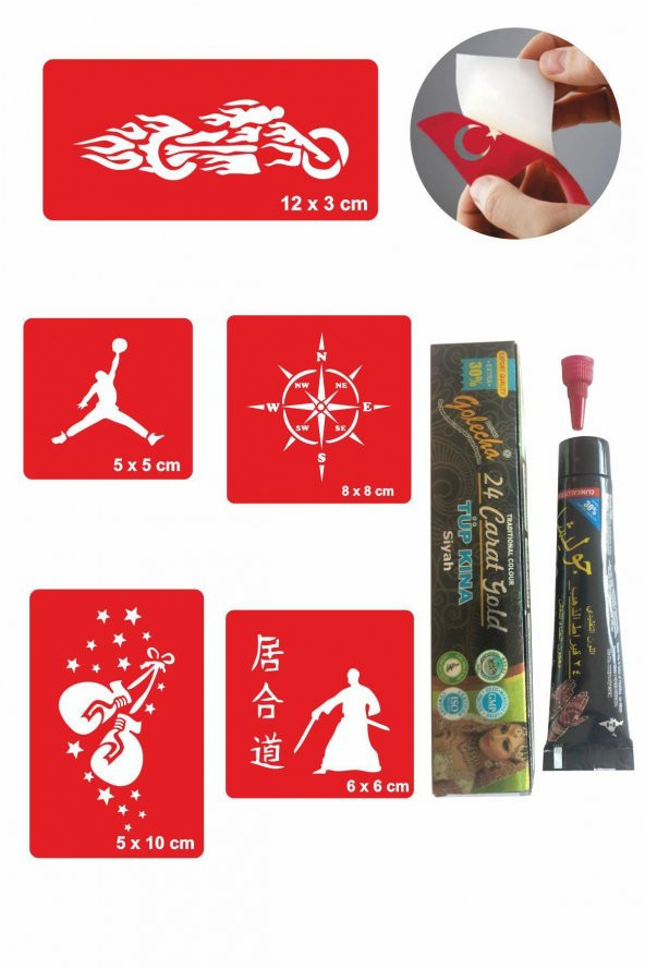 Spor Desenleri Hint Kınası ile Geçici Dövme Yapma Seti ürün görseli 1