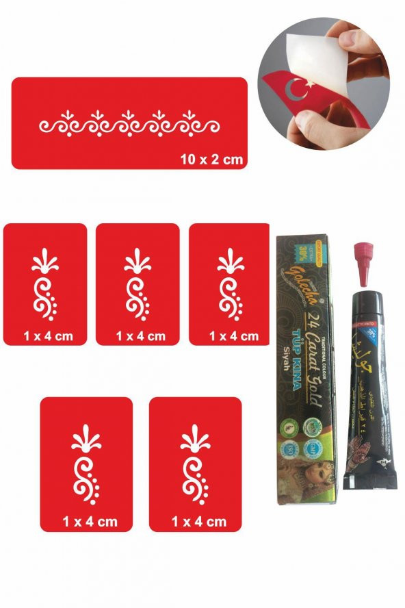 Zarif Parmak Şerit Hint Kınası ile Geçici Dövme Yapma Seti ürün görseli 1