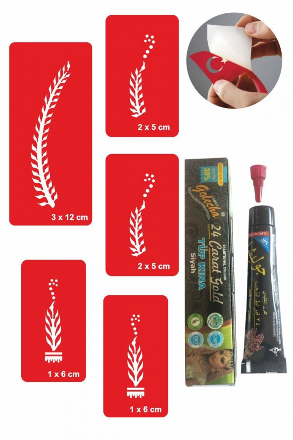 El Süsleme Başak Hint Kınası ile Geçici Dövme Yapma Seti ürün görseli 1