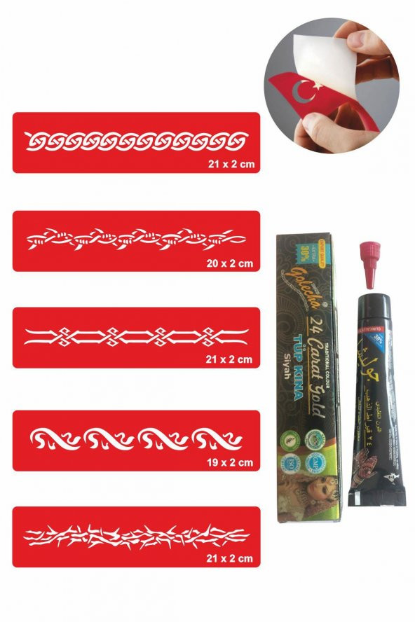 Bel Zincir Sembolleri Hint Kınası ile Geçici Dövme Yapma Seti ürün görseli 1