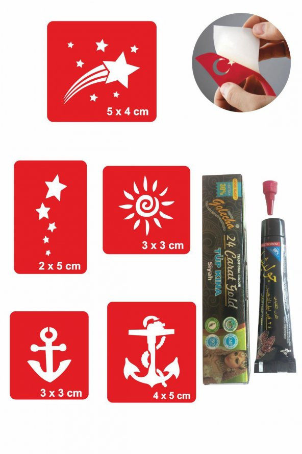 Yıldız Çapa Desenleri Hint Kınası ile Geçici Dövme Yapma Seti ürün görseli 1