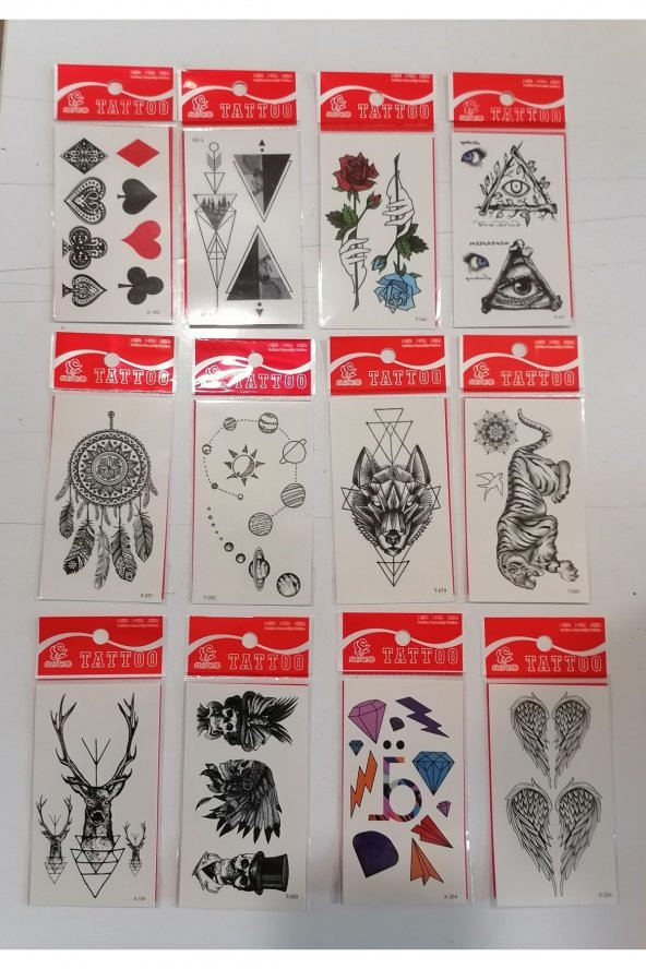 iskambil 12 Adet Birden Yapıştırma Geçici Dövme Yapma Seti ürün görseli 1