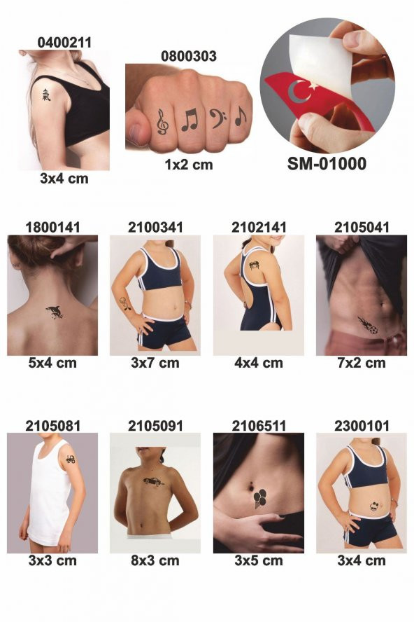 Çocuksu Tasarımlar Kınayla Geçici Dövme Kampanya Seti 1 Tüp Siyah Kına 10 desen ürün görseli 1