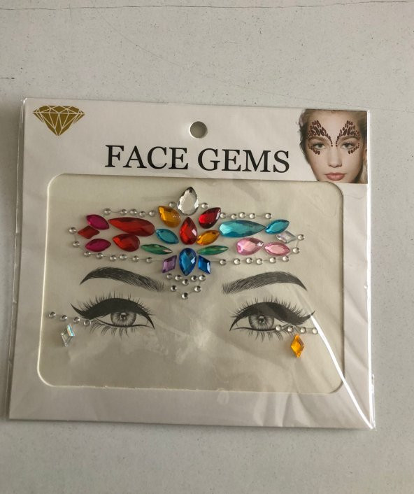 Kendinden Yapışkanlı Yüz Taşı Sticker Face Gems Model12 ürün görseli 1