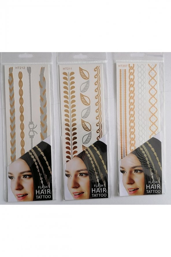 Saç Dövmesi 3 Adet Birden Model 3