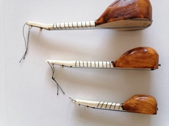 Ahşap Minyatür Saz Seti 3 Adet Birden - 2