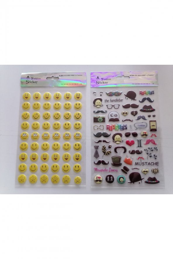 Çocuk Oyun Sticker Çıkarma Seti Emoji Ve Bıyık